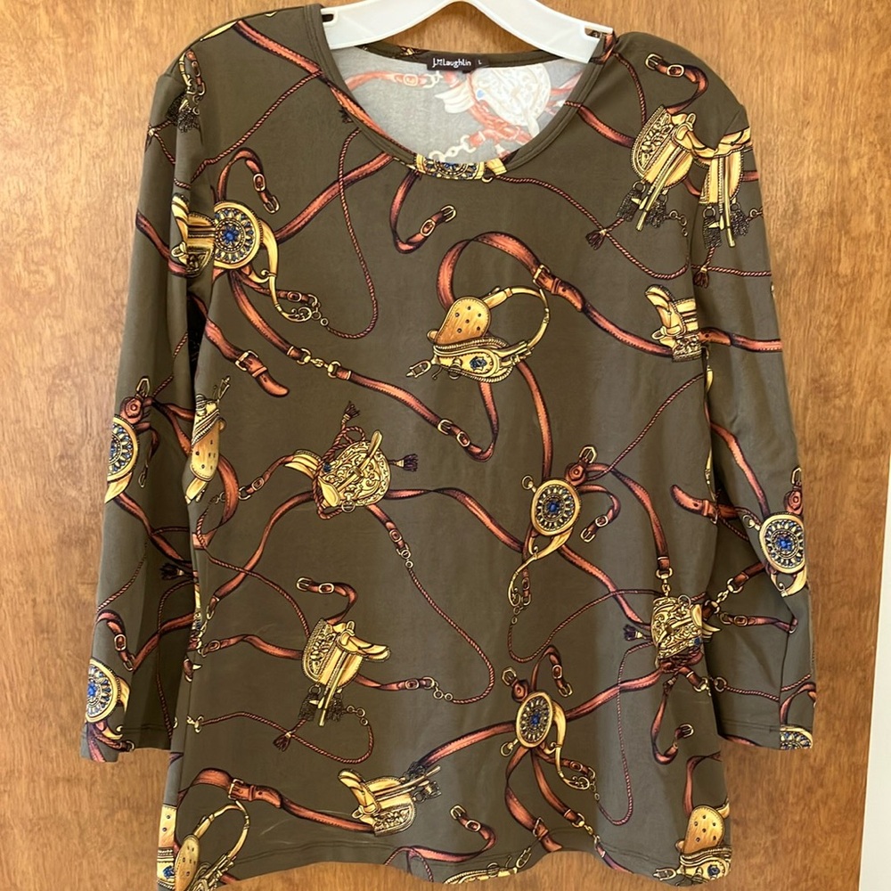 - Brown Patterned Women's Top